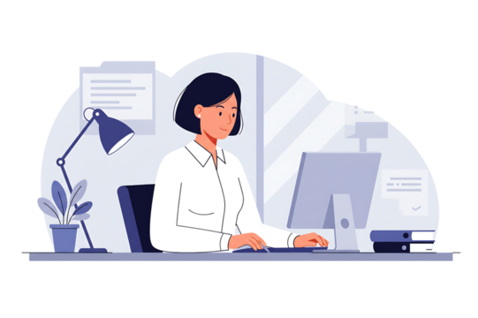 Businesswoman working at her desk