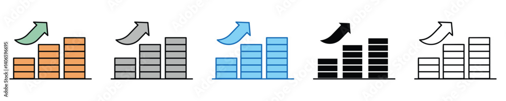 Poster revenue icons set – editable vector icons in multiple styles