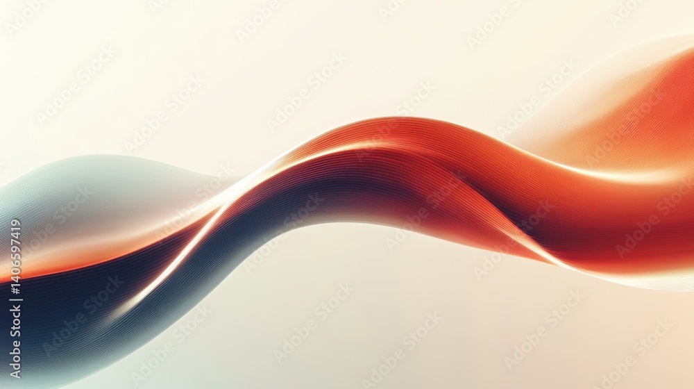 Poster an abstract image featuring smooth, flowing lines in red and blue hues, creating a sense of movement