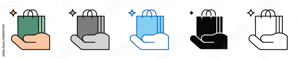 Poster sale icons set – editable vector icons in multiple styles