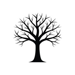Leafless Tree Illustration In Minimal Black And White.