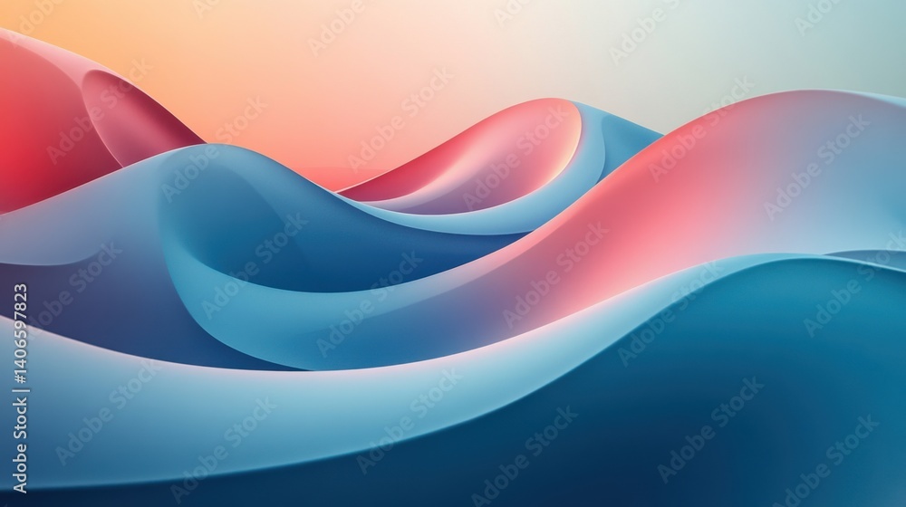 Aufkleber a serene abstract image featuring flowing waves in shades of blue and pink, creating a calming and h