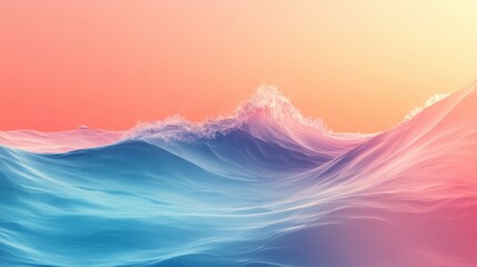 A serene ocean wave illuminated by soft pastel colors, creating a tranquil and dreamy atmosphere.
