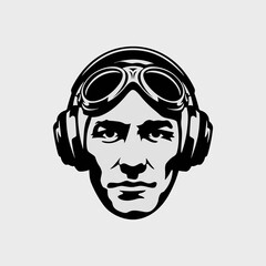 Pilot Head with Goggles and Headphones