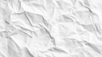 Obraz premium Crumpled white paper creating textured, wrinkled surface with dynamic folded patterns, serving artistic design backgrounds
