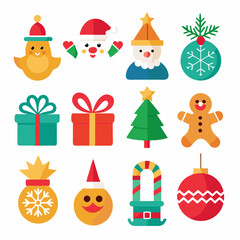  Christmas Holiday Vector Icons Collection in Bright Colors