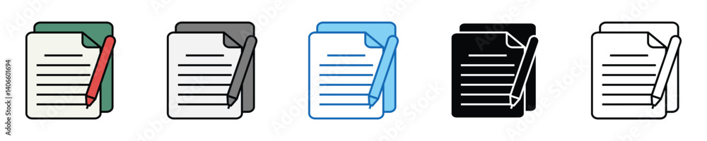 Poster summary icons set – editable vector icons in multiple styles
