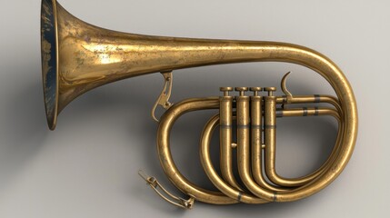 Obraz premium Antique brass horn musical instrument