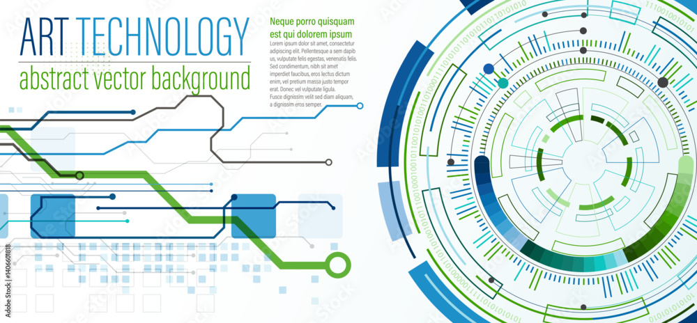 Leinwandbilder Abstraction on the theme of tech circles. Scientific and technological background.  The layout of the text placement is shown.