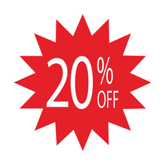 Simple icon of red discount stickers