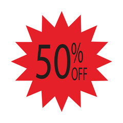 Simple icon of red discount stickers