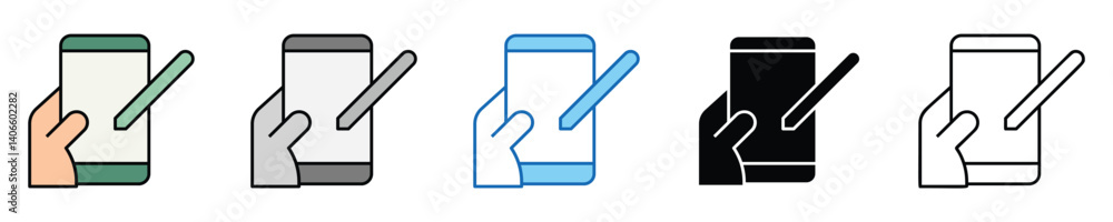 Poster tablets icons set – editable vector icons in multiple styles