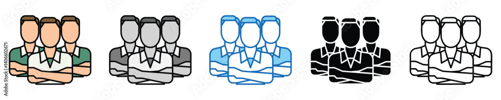 Poster team spirit icons set – editable vector icons in multiple styles