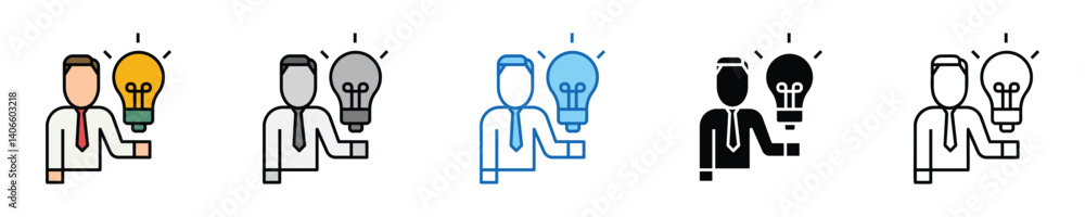 Poster thinking icons set – editable vector icons in multiple styles