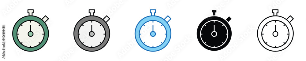 Poster timing icons set – editable vector icons in multiple styles
