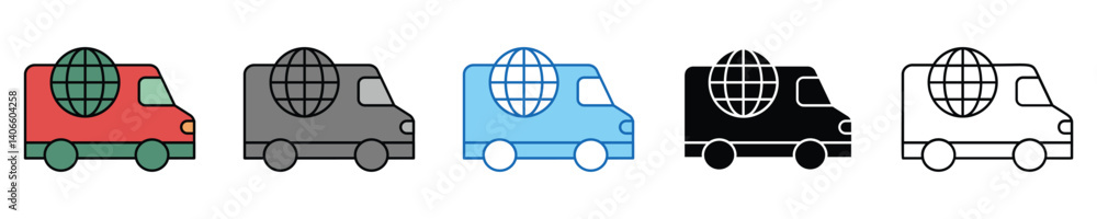 Aufkleber transport icons set – editable vector icons in multiple styles