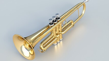 Obraz premium Polished brass trumpet, angled view (1)
