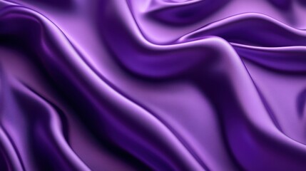 Luxurious purple satin fabric rippling with graceful folds, embodying softness and sophistication, ideal for fashion design and textural visual compositions