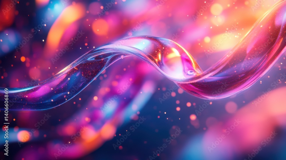 Poster a vibrant, colorful swirl of liquid with shimmering particles, creating a mesmerizing and dynamic vi