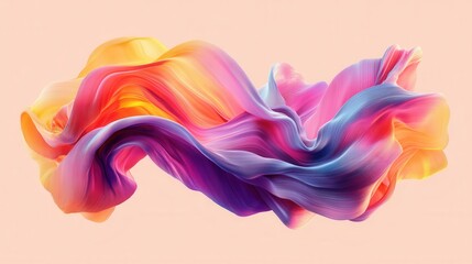 Fototapeta premium A vibrant, flowing abstract design featuring colorful waves in shades of pink, orange, and blue against a soft background.