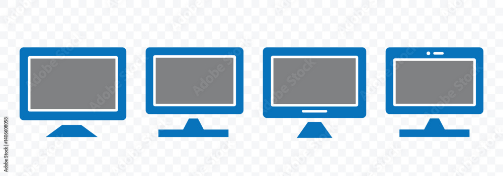 Poster computer icon vector. display symbols collection. monitor icon. desktop icon. tv screen and pc monit