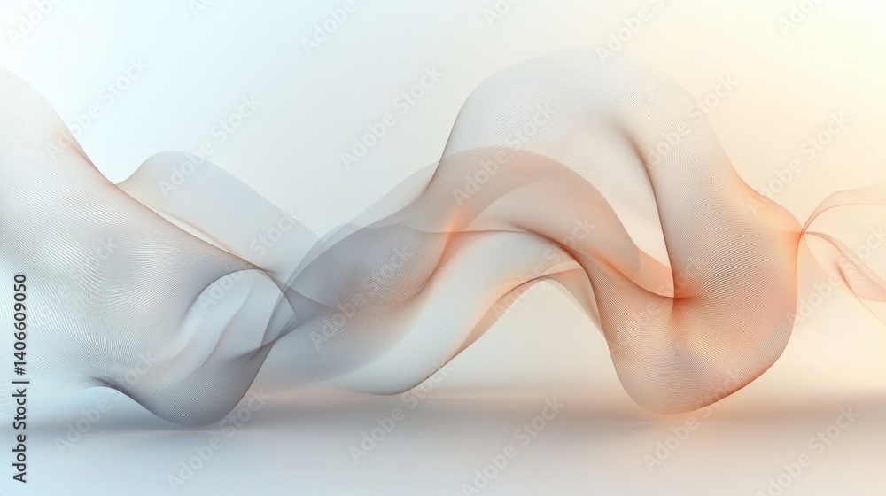 Aufkleber an abstract wave of translucent colors, blending soft hues in a fluid, artistic design, creating a s