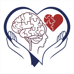  Supportive Hands Holding Brain and Heart - Care Concept