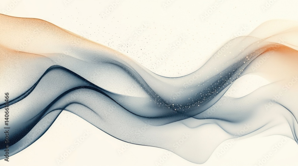 Poster abstract waves of soft colors flow gracefully across a light background, creating a serene and artis