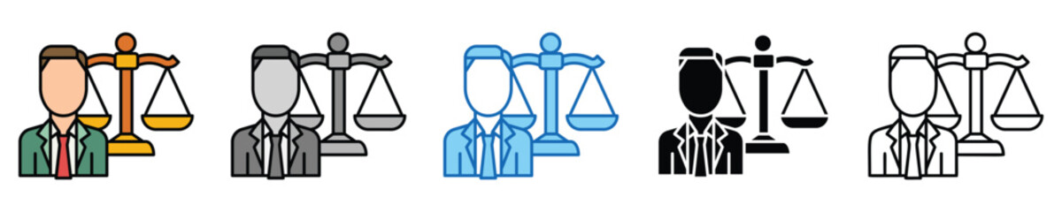 Law Icons Set – Editable Vector Icons in Multiple Styles