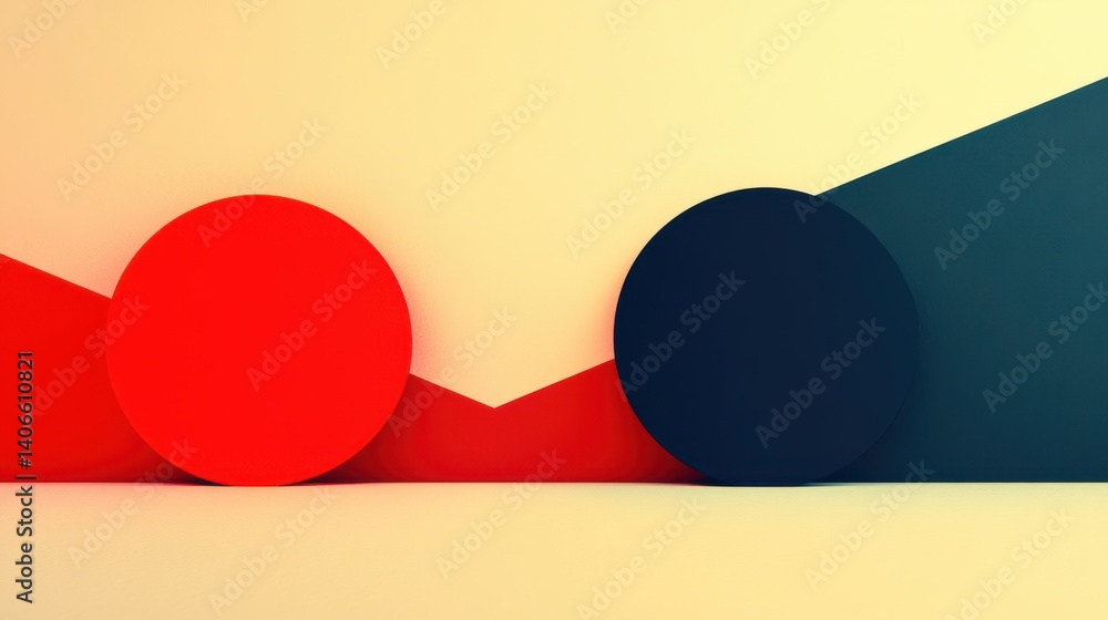 Poster abstract geometric shapes in contrasting colors create a dynamic visual effect, showcasing a blend o