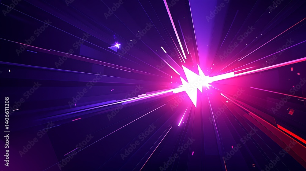 Poster dynamic burst of vibrant light rays in a digital space.