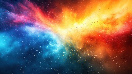 A vibrant cosmic explosion of colors, showcasing swirling galaxies and starry particles in a mesmerizing display of space.