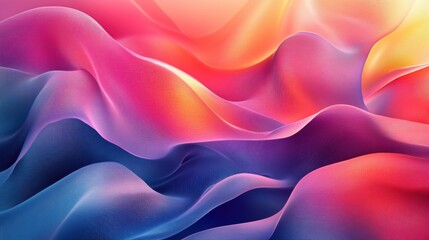 Obraz premium A vibrant wave of colorful gradients, blending pink, purple, and orange hues, creating an abstract and fluid visual effect.