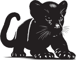 Cute black panther cartoon on white background