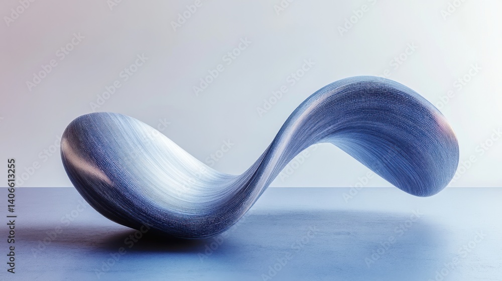 Poster a sleek, modern sculpture featuring a smooth, flowing design in shades of blue, creating an elegant 