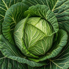 Obraz premium High-Resolution Cabbage Head with Leafy Details