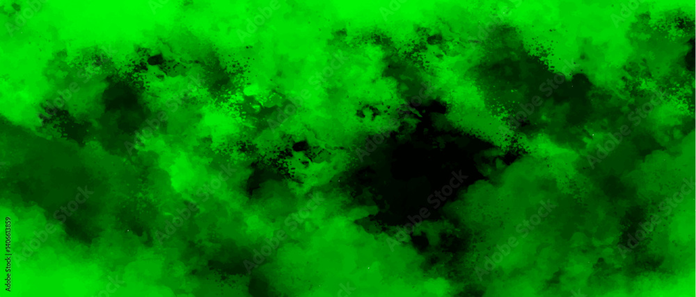 Poster abstract vivid background with cloud-like texture in intense shades of green and black. old green pa