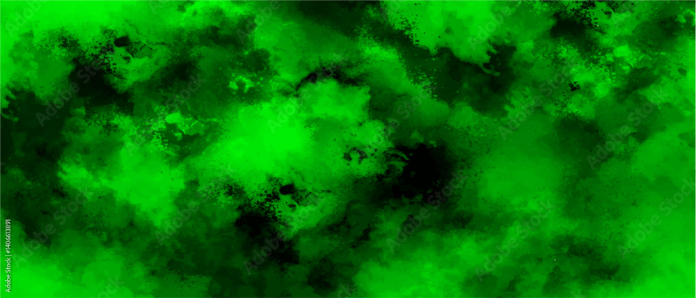 Fototapete Abstract vivid background with cloud-like texture in intense shades of green and black. Old green paper background with marbled vintage texture. Dense, foggy atmospheric  with layered, nebula effect
