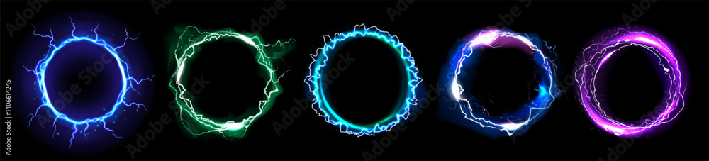 Poster energy light. thunder light power. black and blue storm bolt. fantasy thunderbolt portal. 3d flare c