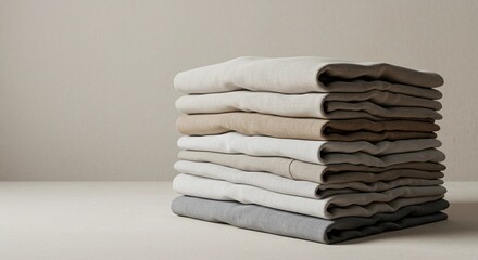 Neatly Stacked Neutral-toned Clothing