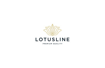 Lotus flower with line art style logo icon inspiration template vector illustration