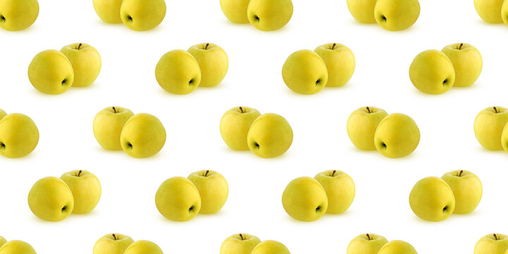 Seamless pattern of yellow golden delicious apples creating a vibrant backdrop