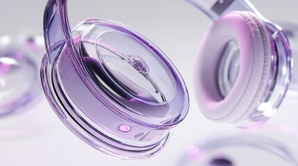 Modern, translucent headphones in a delicate lavender hue.