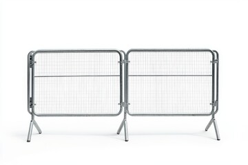 Metal barriers on white floor isolated on white background