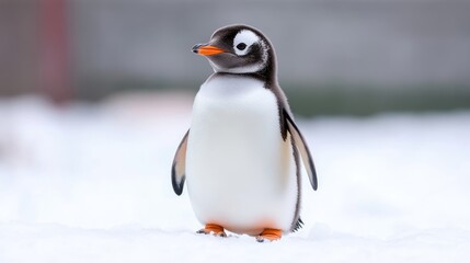 Fototapeta premium Adorable young penguin standing in snow