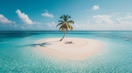 Naklejka premium Tropical Luxury Vacation Escape on a Private Sandy Island