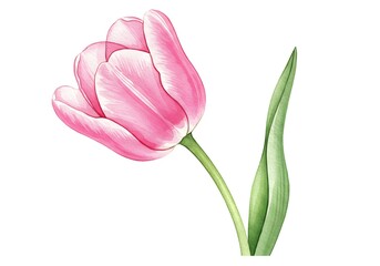 Fototapeta premium pink tulip on white background