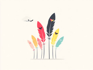 colorful feather memo template