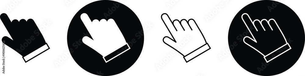 Aufkleber hand click cursors symbol. outline hand clicking cursor art. website hand click cursor symbol vector illustration.
