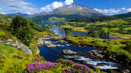 Fototapeta premium Serene river valley landscape stunning nature photography